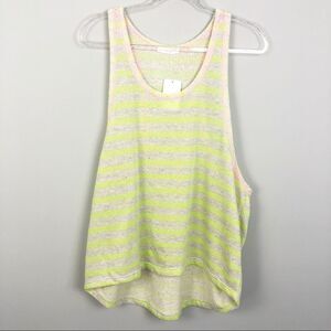 LUSH | Neon Yellow Stripes & Studs Tank Top Large